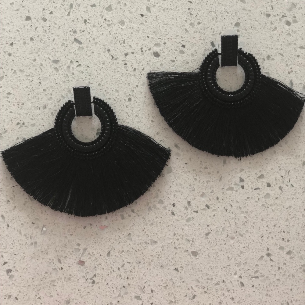 Black Tassle Earrings
